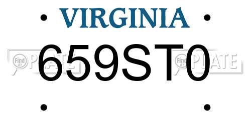 659ST0 Virginia License Plate