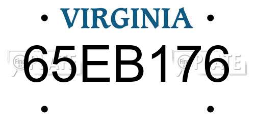 65EB176 Virginia License Plate