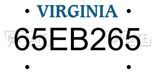 65EB265 Virginia License Plate