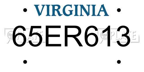65ER613 Virginia License Plate
