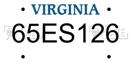 65ES126 Virginia License Plate