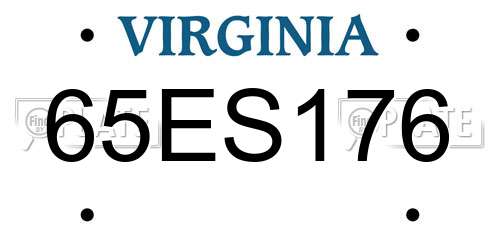 65ES176 Virginia License Plate