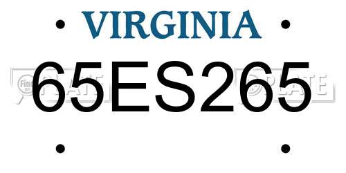 65ES265 Virginia License Plate