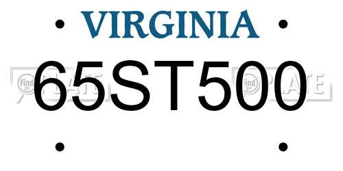 65ST500 Virginia License Plate