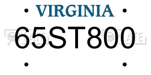 65ST800 Virginia License Plate