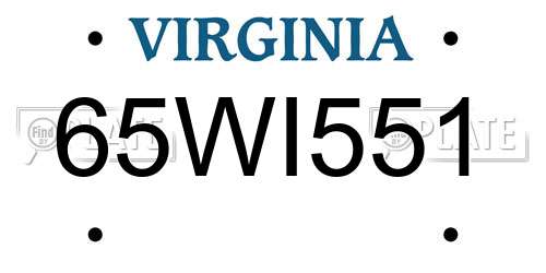 65WI551 Virginia License Plate