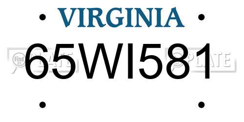 65WI581 Virginia License Plate