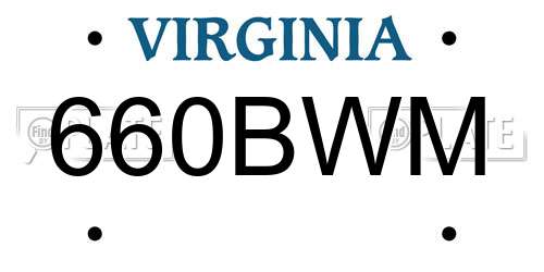 660BWM Virginia License Plate