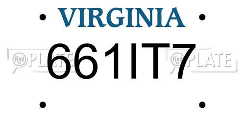 661IT7 Virginia License Plate