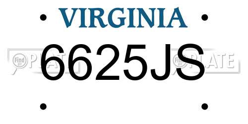 6625JS Virginia License Plate