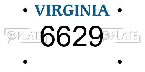 6629 Virginia License Plate