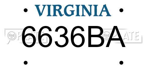 6636BA Virginia License Plate