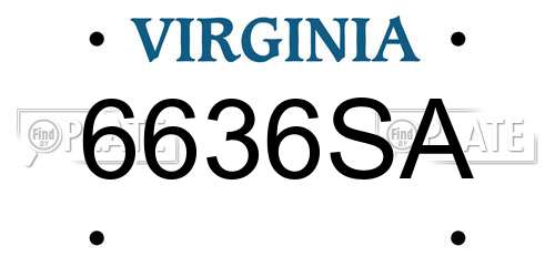 6636SA Virginia License Plate