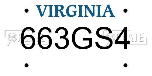 663GS4 Virginia License Plate