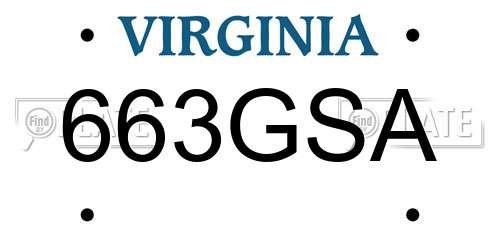 663GSA Virginia License Plate