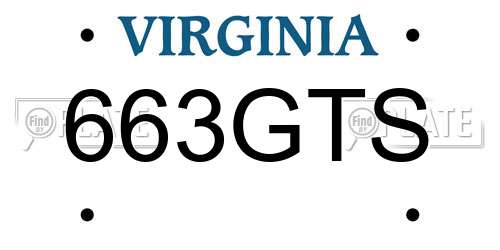 663GTS Virginia License Plate