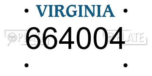 664004 Virginia License Plate