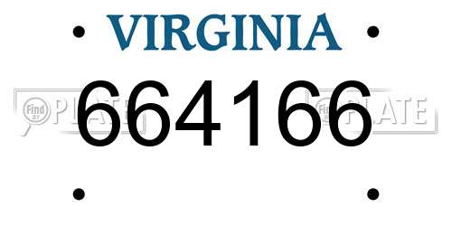 664166 Virginia License Plate