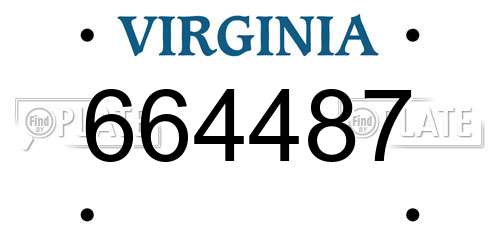 664487 Virginia License Plate