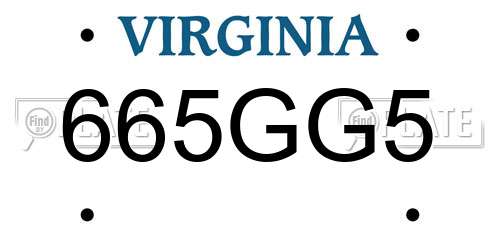 665GG5 Virginia License Plate