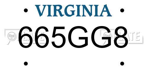 665GG8 Virginia License Plate