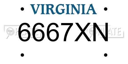 6667XN Virginia License Plate