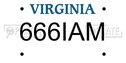666IAM Virginia License Plate