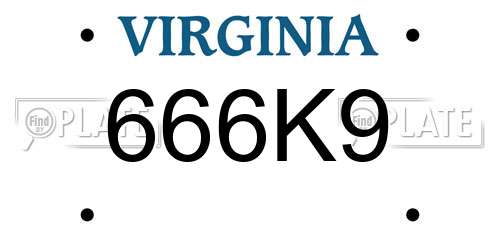 666K9 Virginia License Plate