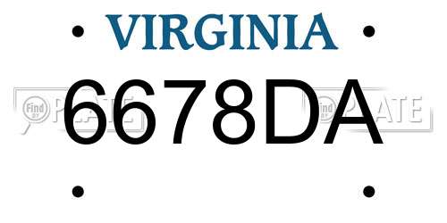 6678DA Virginia License Plate