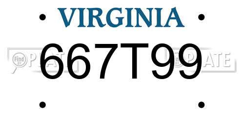 667T99 Virginia License Plate