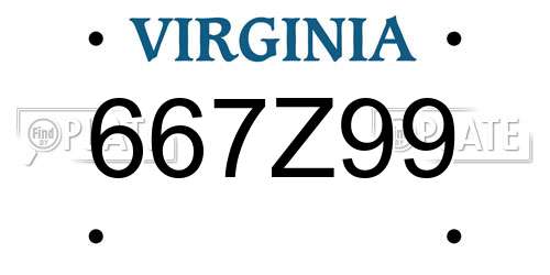 667Z99 Virginia License Plate