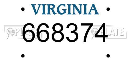 668374 Virginia License Plate