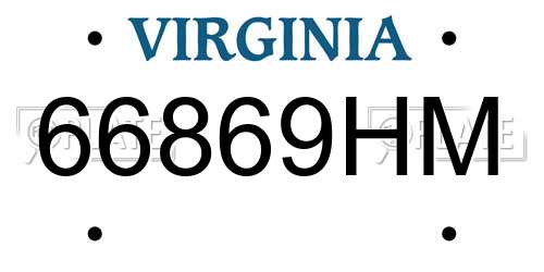 66869HM Virginia License Plate