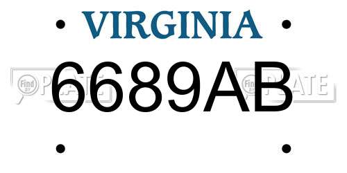 6689AB Virginia License Plate
