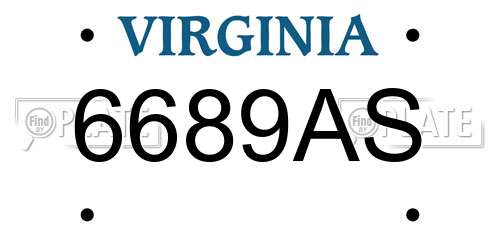 6689AS Virginia License Plate