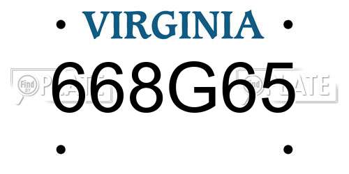 668G65 Virginia License Plate