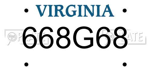 668G68 Virginia License Plate