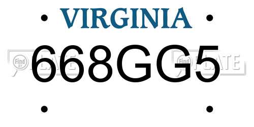 668GG5 Virginia License Plate