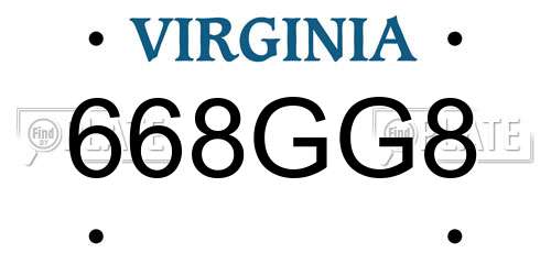 668GG8 Virginia License Plate