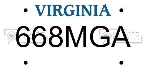 668MGA Virginia License Plate