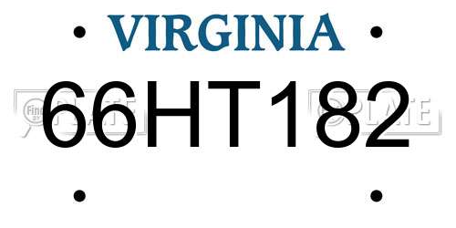 66HT182 Virginia License Plate