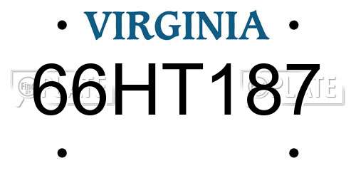 66HT187 Virginia License Plate