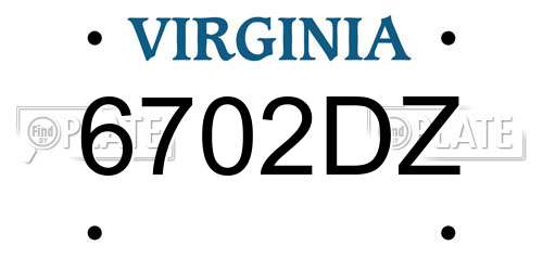 6702DZ Virginia License Plate