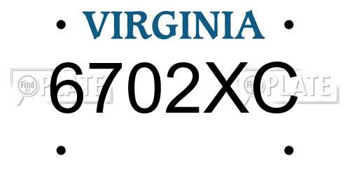 6702XC Virginia License Plate