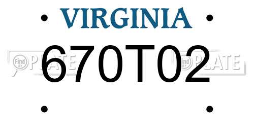 670T02 Virginia License Plate