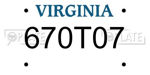 670T07 Virginia License Plate