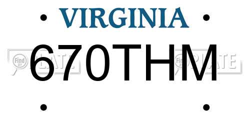 670THM Virginia License Plate