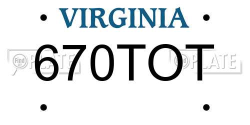670TOT Virginia License Plate