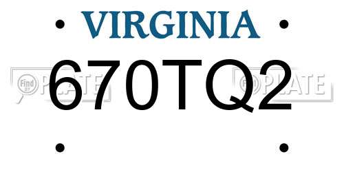 670TQ2 Virginia License Plate