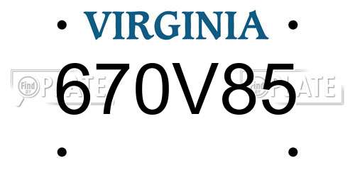 670V85 Virginia License Plate
